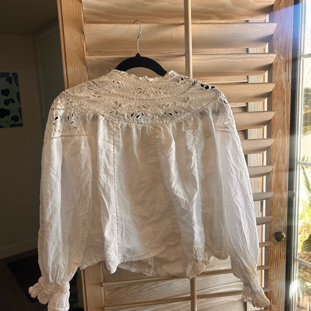 Anthropologie Cream Lace Blouse